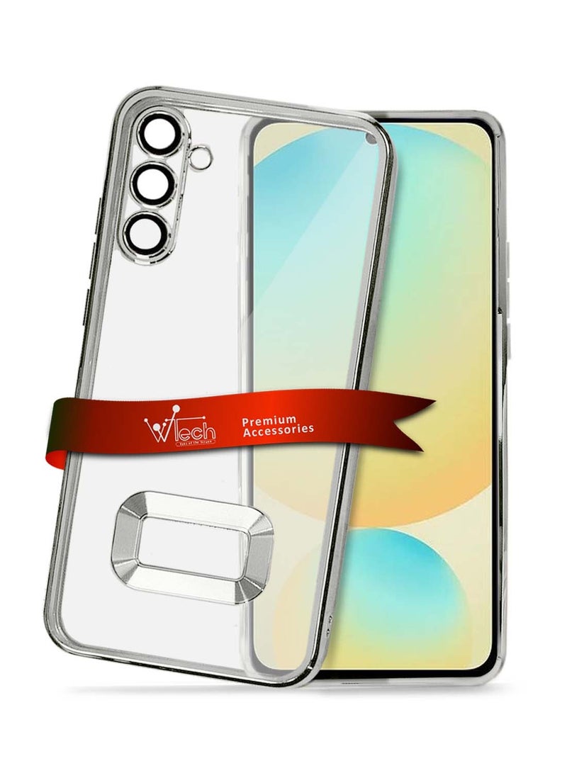 Wtech Samsung Galaxy S24 FE 5G 2024 Luxury Plating Raised Lips Camera Hole Case Cover - Silver - Image 1