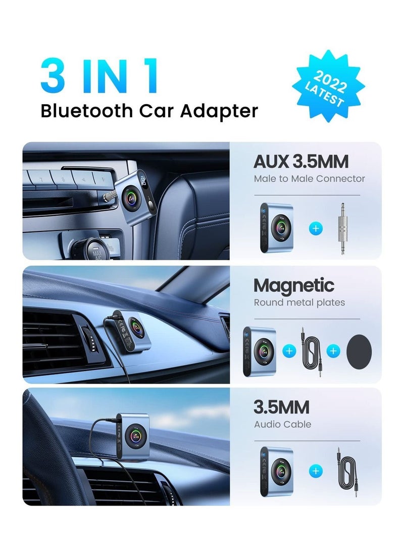 Generic - 3.5mm AUX Input Adapter, Bluetooth 5.3 AUX  Adapter for Car, With Led Display and Enhanced Mic Wireless Receiver for Car Audio or Home Stereo, Metal - Image 1