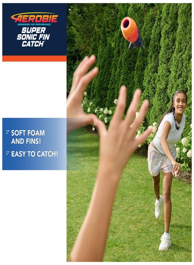 Spin Master Aerobie Super Sonic Fin Catch Football Toy, Aerodynamic Football Toys with Soft Construction, Outdoor Games for Kids Aged 8 & Up, Blue/Orange - Image 2