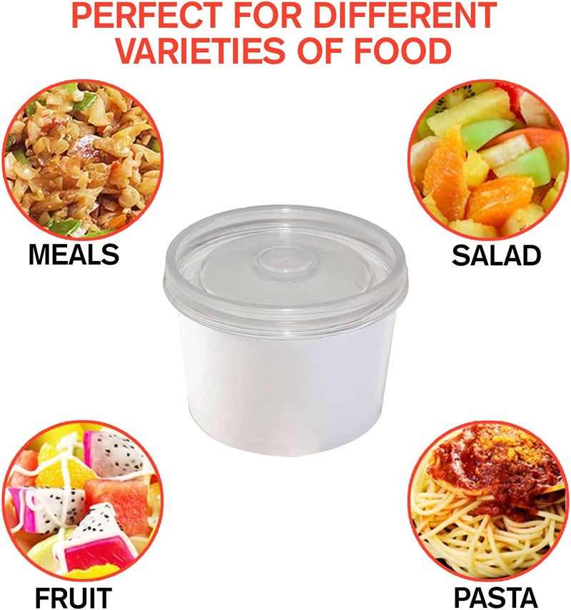 Smygoods حاويات حساء ورقية بأغطية، 12 أونصة، أكواب حساء ساخنة بأغطية، 50 قطعة، - Image 4