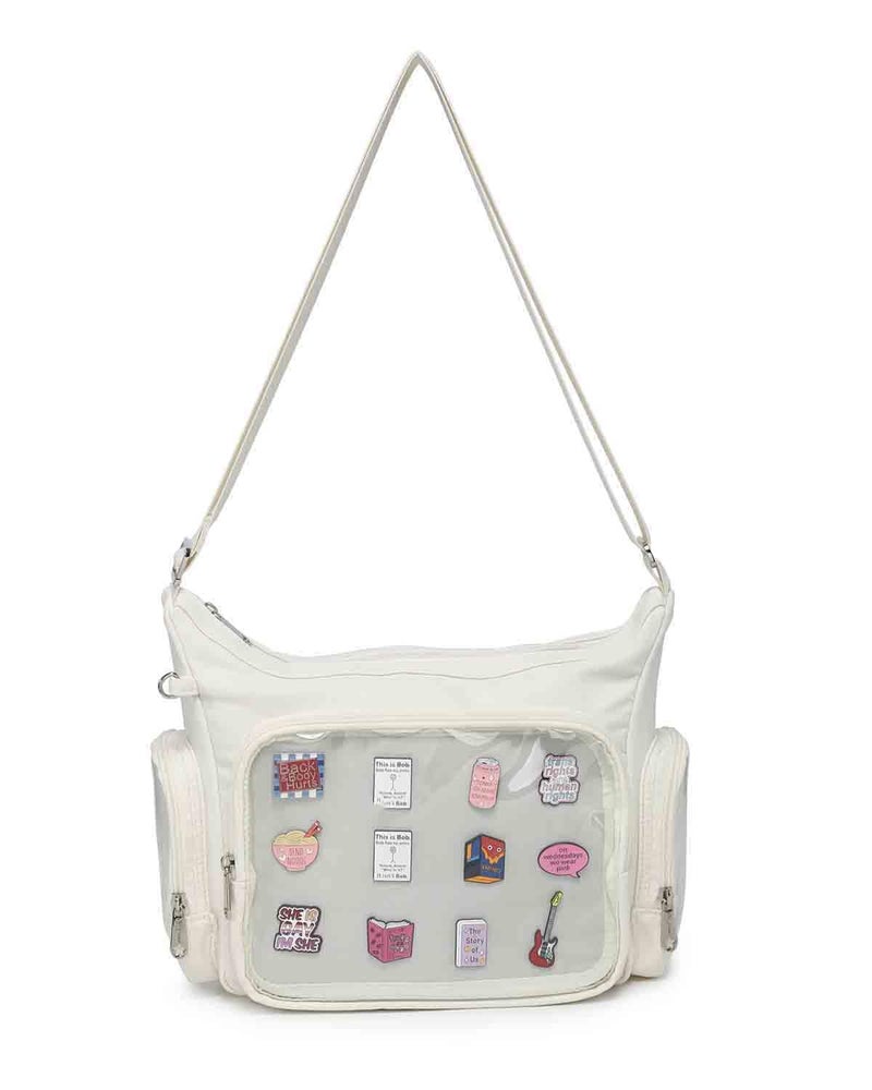 CHERRY SAUCE Canvas Ita Bag Crossbody Shoulder Bag Kawaii Purses and Handbags with Anime Pins Display - Image 1