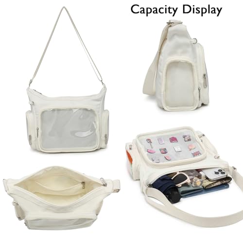 CHERRY SAUCE Canvas Ita Bag Crossbody Shoulder Bag Kawaii Purses and Handbags with Anime Pins Display - Image 4