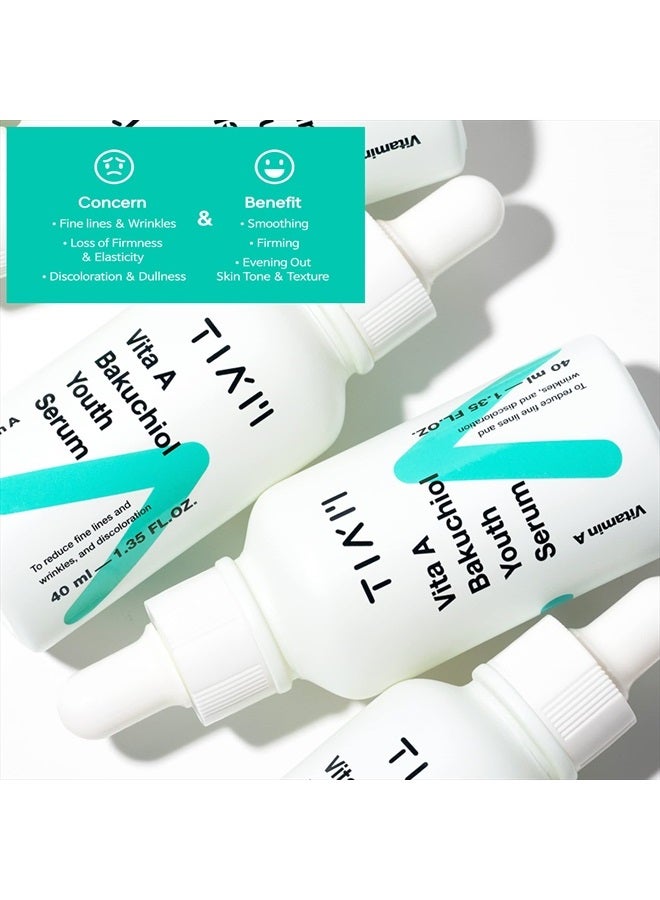 TIA'M سيروم الشباب من TIAM فيتا A باكوشيول، سيروم وجه مضاد للشيخوخة للتجاعيد والبقع الداكنة، مناسب للبشرة الحساسة، 1.35 أونصة سائلة / 40 مل - Image 3