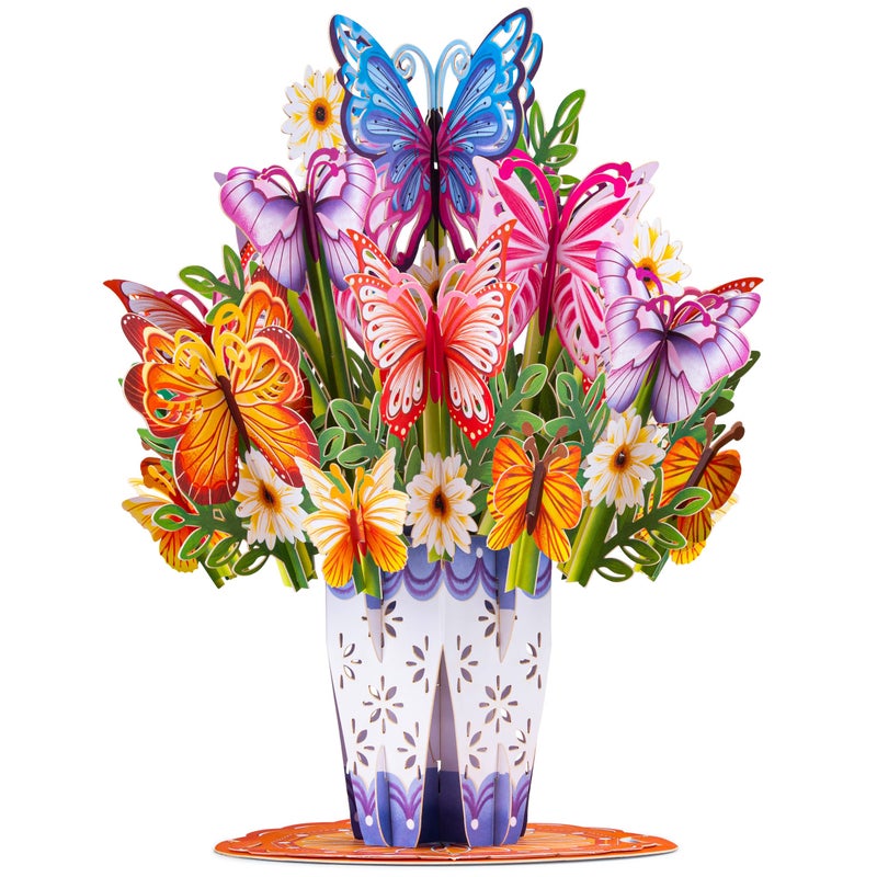 Paper Love HugePop 3D Butterfly Bouquet Pop Up Card, with Detachable Paper Flower Bouquet, For Birthday, Anniversary, Wedding, Thank You, All Occasions - Jumbo 10" x 14" Cards - Includes Envelope and Note - Image 1