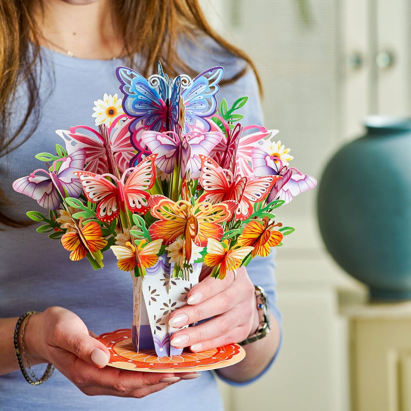 Paper Love HugePop 3D Butterfly Bouquet Pop Up Card, with Detachable Paper Flower Bouquet, For Birthday, Anniversary, Wedding, Thank You, All Occasions - Jumbo 10" x 14" Cards - Includes Envelope and Note - Image 3