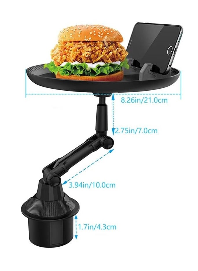 Generic Cup Holder Tray for Car, Car Tray Table with Cell Phone Slot, 360°Adjustable Car Trays for Eating, Car Cup Holder Tray Fits Most Vehicles  - Image 2