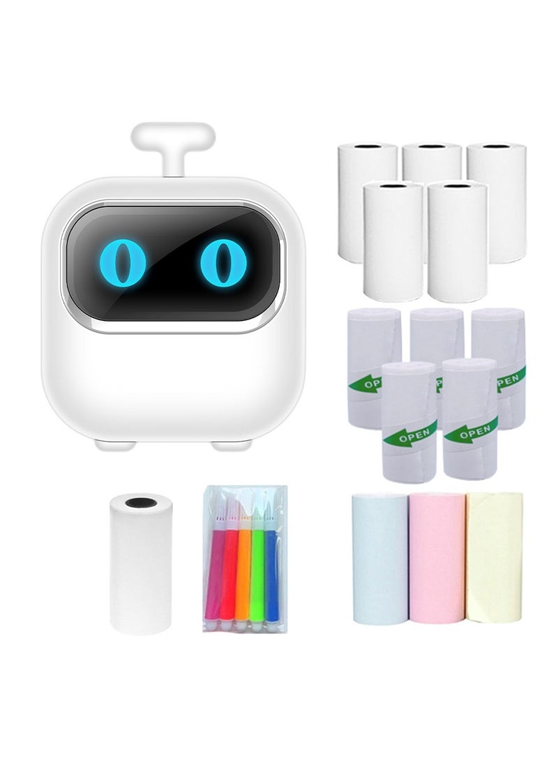 Mini Thermal Printer, Portable Label Printer with 13 Rolls of Paper, USB Rechargeable Multiuse Label Maker for Paper Printable Photos, Lists, QR Codes, Notes  - Image 1