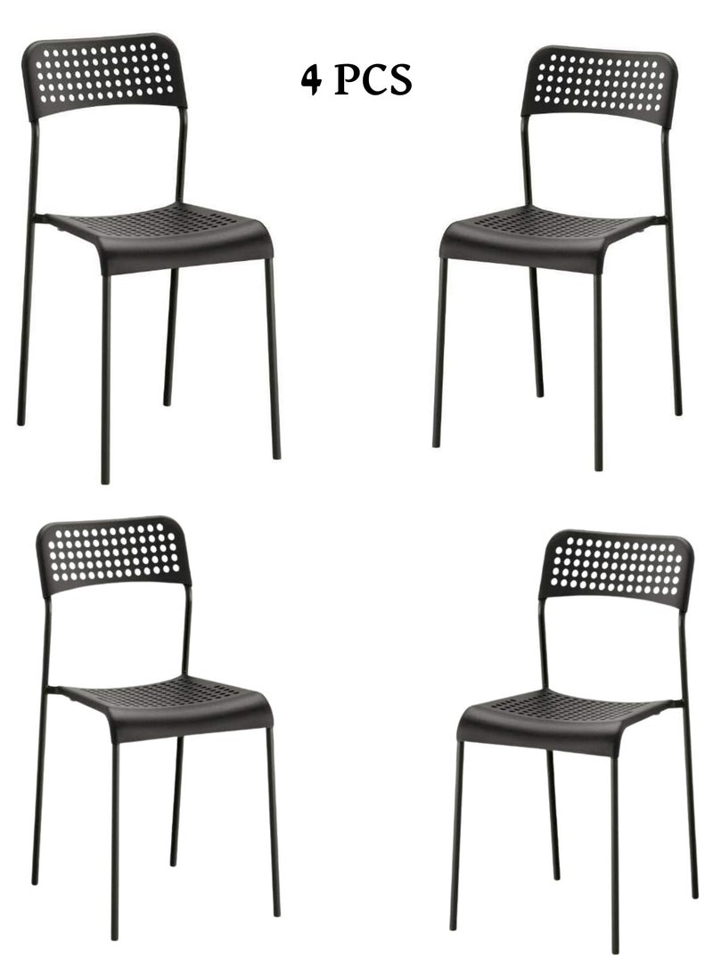 A Set of Dining Chairs with a Modern Design for Home and Office Consisting of 4 Seats Black Color - Image 1