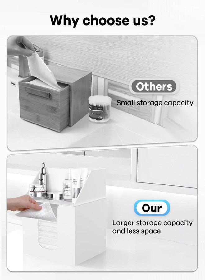 TAINESS Disposable Facial Towels Storage Box Compatible with Clean Skin Club Clean Towel XL - Cotton Pads - Swabs Upgraded Double Layer Acrylic Storage Container Face Towel Holder (Matte White) - Image 5