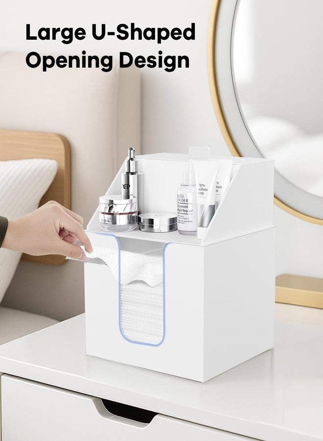 TAINESS Disposable Facial Towels Storage Box Compatible with Clean Skin Club Clean Towel XL - Cotton Pads - Swabs Upgraded Double Layer Acrylic Storage Container Face Towel Holder (Matte White) - Image 4