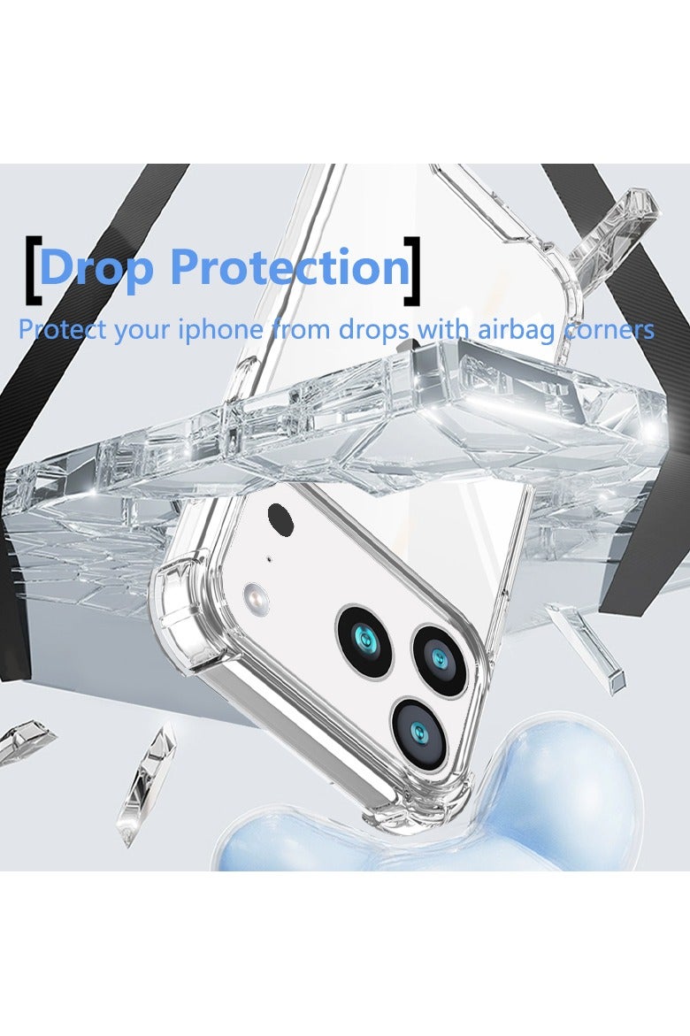 Youque 3 in 1 iPhone 17 Pro Max Protection Pack, Clear Case with Screen Protector&Camera Lens, Transparent Slim Fit Anti-Scratch Soft TPU Edge Hard PC Back Cover with Airbag Corners, Clear - Image 2