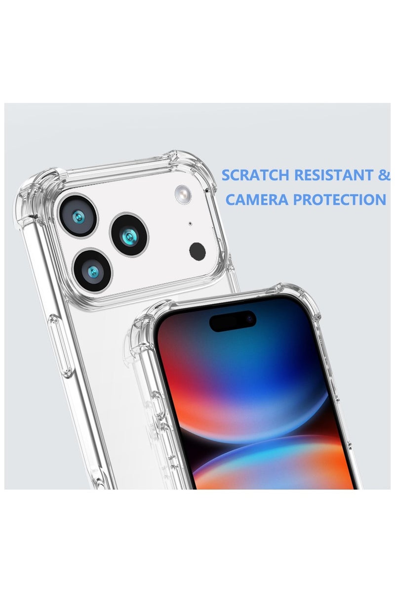 Youque 3 in 1 iPhone 17 Pro Max Protection Pack, Clear Case with Screen Protector&Camera Lens, Transparent Slim Fit Anti-Scratch Soft TPU Edge Hard PC Back Cover with Airbag Corners, Clear - Image 3