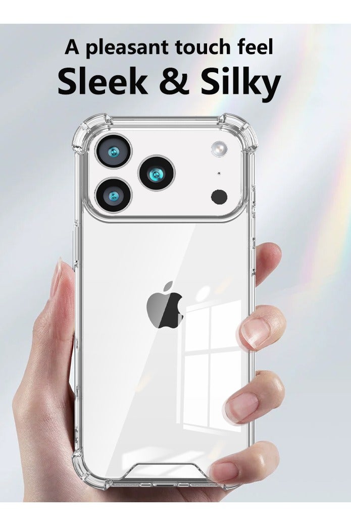 Youque 3 in 1 iPhone 17 Pro Max Protection Pack, Clear Case with Screen Protector&Camera Lens, Transparent Slim Fit Anti-Scratch Soft TPU Edge Hard PC Back Cover with Airbag Corners, Clear - Image 5