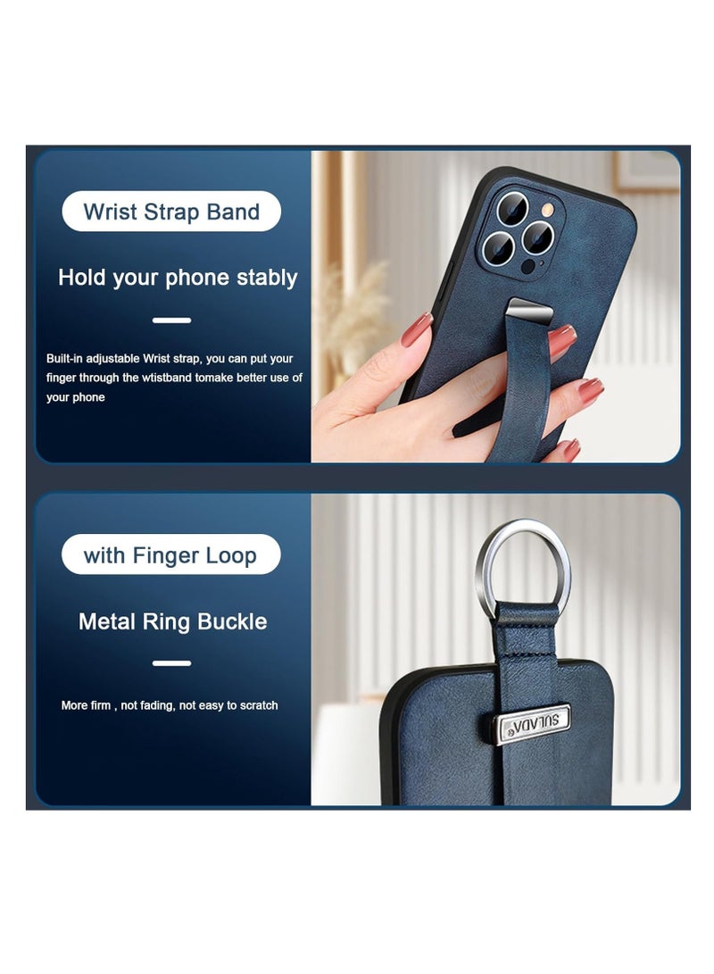 Aookay Case for iPhone 16, Premium PU Leather Business Case with Wrist Strap Grip Holder [Camera Lens Protection] Shockproof Slim Case (Black) - Image 4