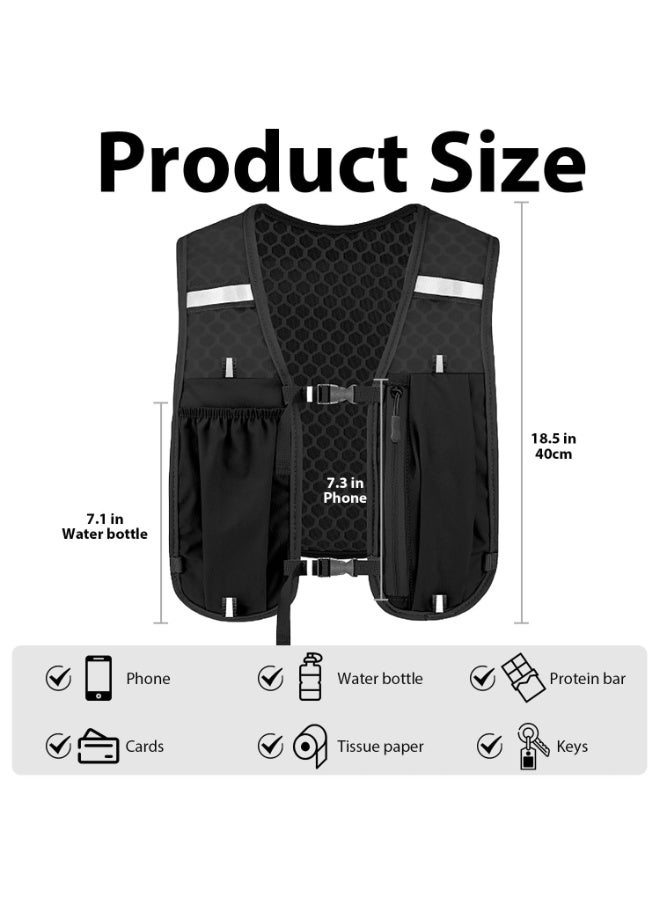 OSHIMA Unisex Running Vest with Phone Holder & Storage, Adjustable Unisex Reflective Vest Lightweight & Breathable Running Backpack, Multifunctional Hydration Backpack for Workouts Running Cycling Hiking - Image 2