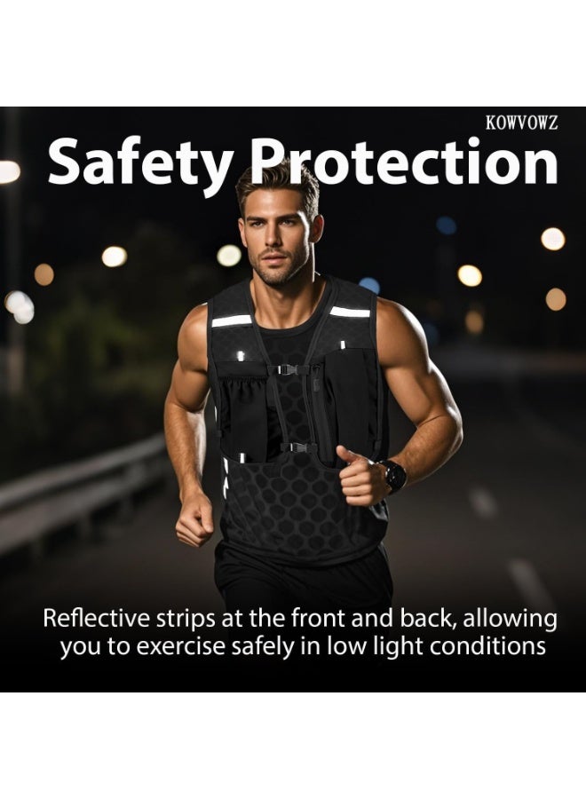 OSHIMA Unisex Running Vest with Phone Holder & Storage, Adjustable Unisex Reflective Vest Lightweight & Breathable Running Backpack, Multifunctional Hydration Backpack for Workouts Running Cycling Hiking - Image 5