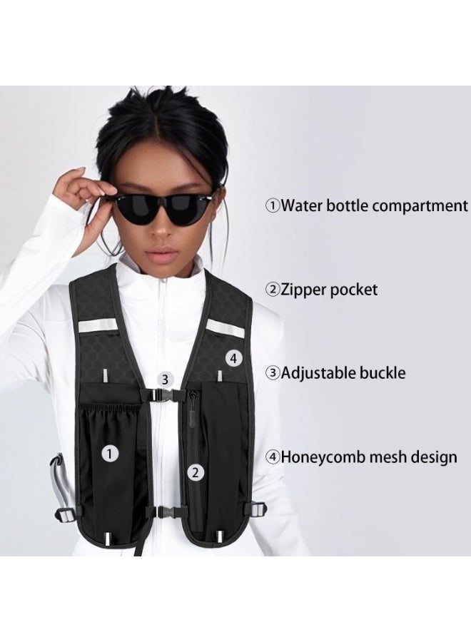 OSHIMA Unisex Running Vest with Phone Holder & Storage, Adjustable Unisex Reflective Vest Lightweight & Breathable Running Backpack, Multifunctional Hydration Backpack for Workouts Running Cycling Hiking - Image 3