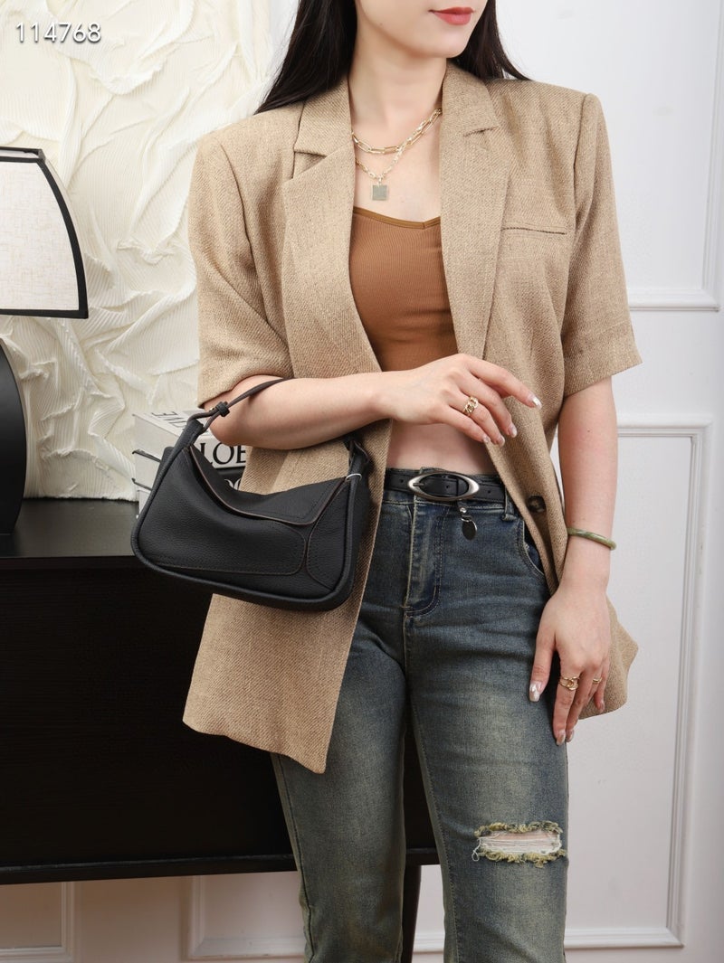 Commuting First-Layer Cowhide Geometric Tote Bag 2023 New Armpit Genuine Leather Women'S Bag Niche Design Single Shoulder Crossbody Bag - Image 1