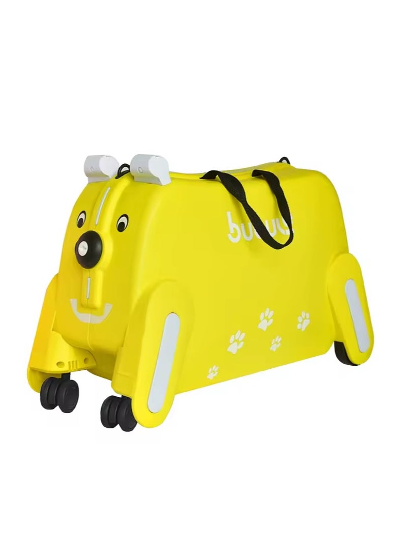 BLOOMING TIME Cute Kids Trolley Bag Dog Shape Kid Toy Travel Luggage 1-8 age (Yellow) - Image 1