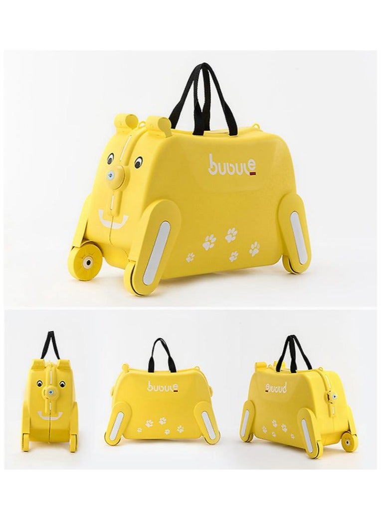 BLOOMING TIME Cute Kids Trolley Bag Dog Shape Kid Toy Travel Luggage 1-8 age (Yellow) - Image 3