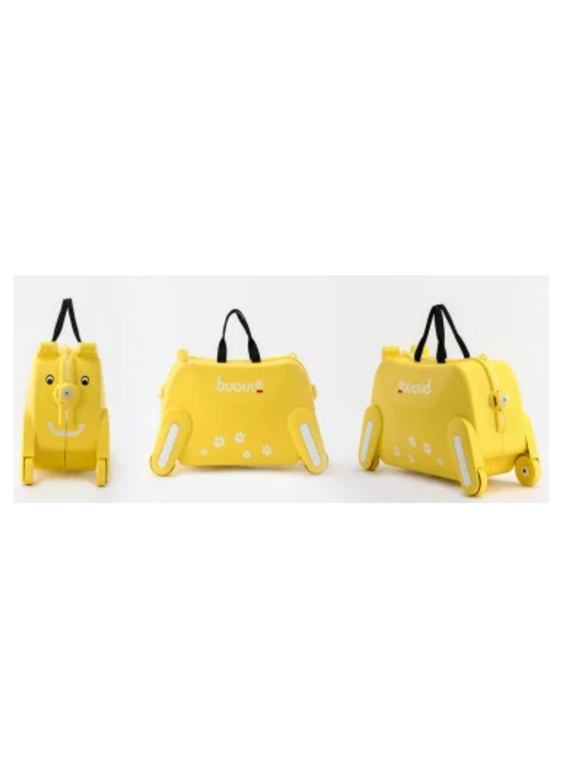 BLOOMING TIME Cute Kids Trolley Bag Dog Shape Kid Toy Travel Luggage 1-8 age (Yellow) - Image 2