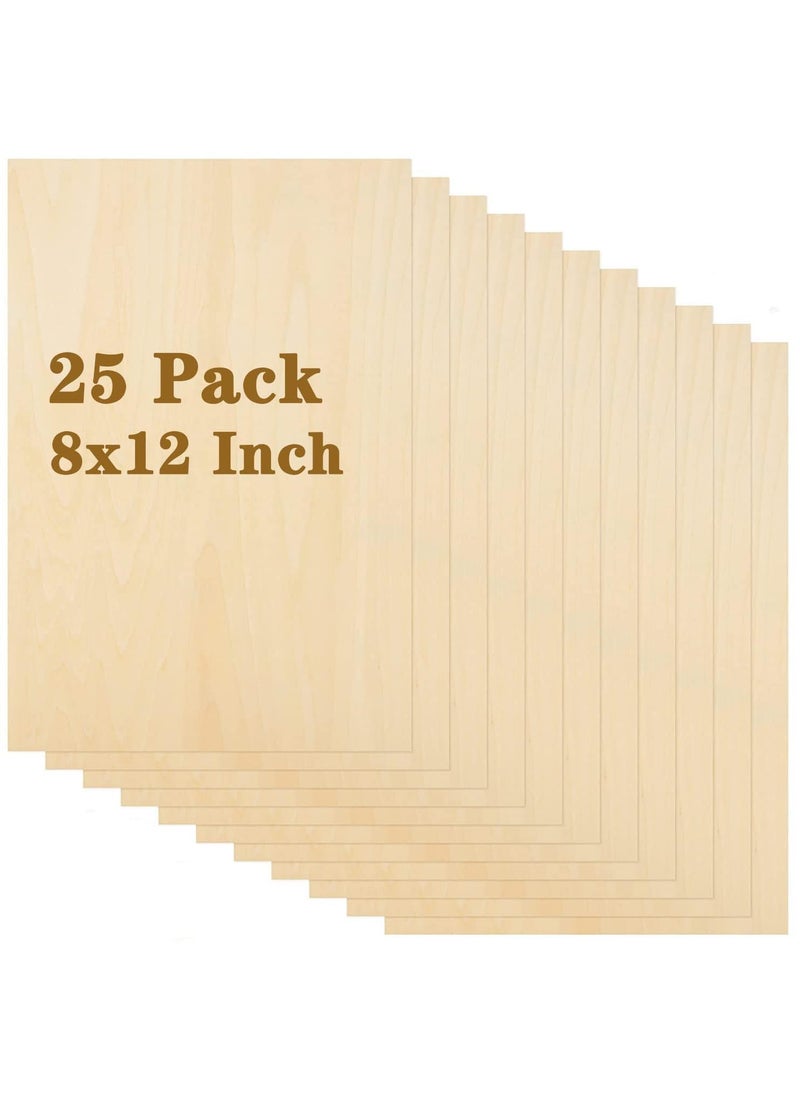 DAJAVE DAJAVE 25 Pack 8x12 Inch Basswood Sheets 116 Inch Thin Craft Plywood Sheets Unfinished Wood Sheets for Crafts DIY Wood Arts Model Making Wood Burning 300x200x2mm 
