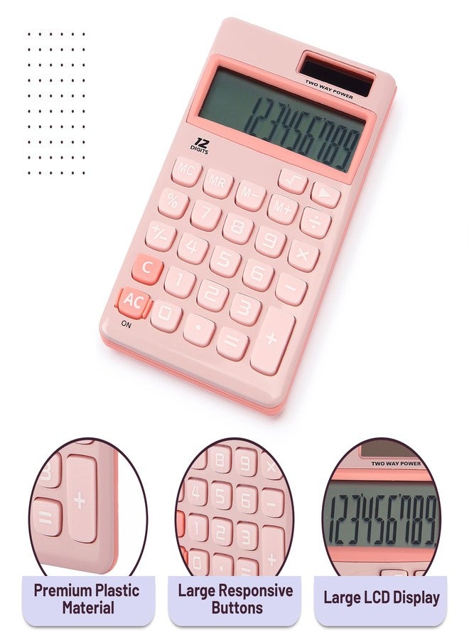 Mr. Pen - Standard Function Solar Calculator, 12 Digits, Light Pink, Pocket Size - Image 4