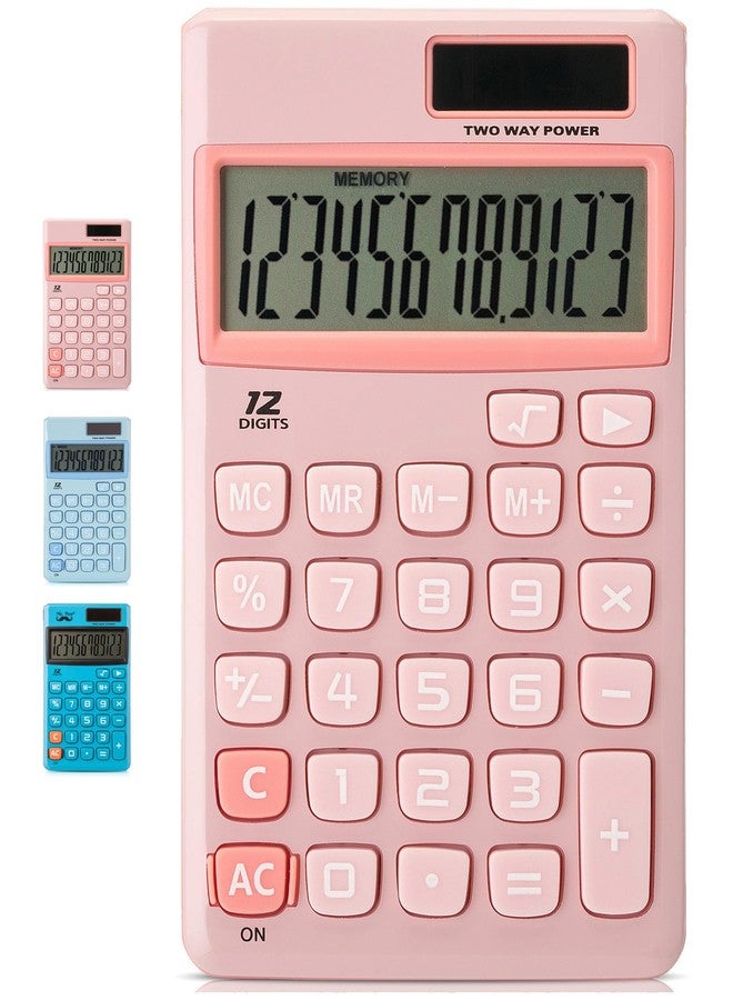 Mr. Pen - Standard Function Solar Calculator, 12 Digits, Light Pink, Pocket Size - Image 1