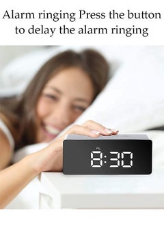 DUNISO Digital Alarm Clock,LED Electronic Desktop Clock with USB Port,Snooze Mode,Adjustable 2 Brightness,Large Display Desk Small Clock for Bedroom Office Decor  - Image 3