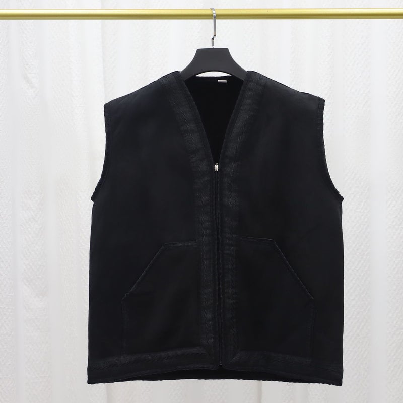 FN85-058 Men's Winter Suede Fleece Vest, Solid Color Sleeveless Warm Layering Jacket for Sports & Casual Wear