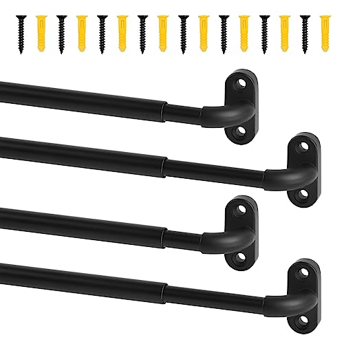 TYRON TYRON TYRON 4 Pack Screwed Sash Curtain Rod Adjustable 9-12 Inch, 3/8 In. Diameter, Mini Sidelight Window Rod (Black) - Image 1