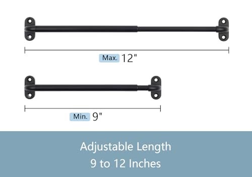 TYRON TYRON TYRON 4 Pack Screwed Sash Curtain Rod Adjustable 9-12 Inch, 3/8 In. Diameter, Mini Sidelight Window Rod (Black) - Image 2