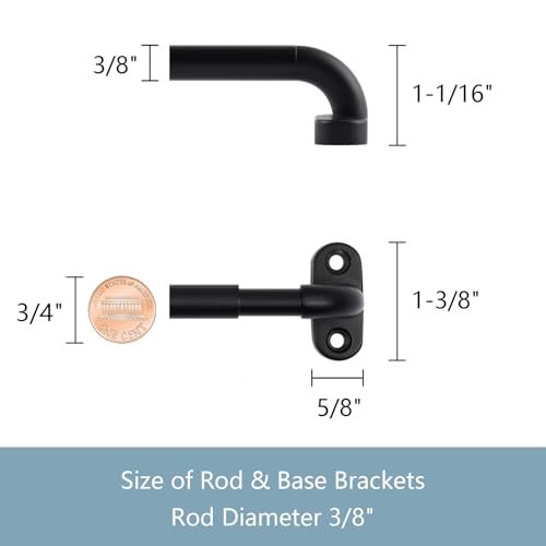 TYRON TYRON TYRON 4 Pack Screwed Sash Curtain Rod Adjustable 9-12 Inch, 3/8 In. Diameter, Mini Sidelight Window Rod (Black) - Image 3