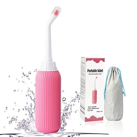 HUBTURE Handheld Portable Bidet Spray with 2 Nozzles for Toilet Postpartum Perineal Cleaning Retractable Jet Spray Bottles for Outdoor Personal Hygiene Travelling Accessories 500ml Multicolor - Image 1