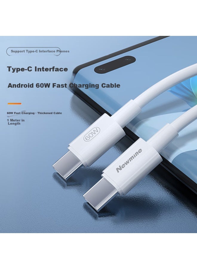 Newmine Type-c To Type-c Pd60w Fast Charging Cable For Car, Compatible With Iphone 15/ipad Pro, 1m, Pack Of 2 - Image 2