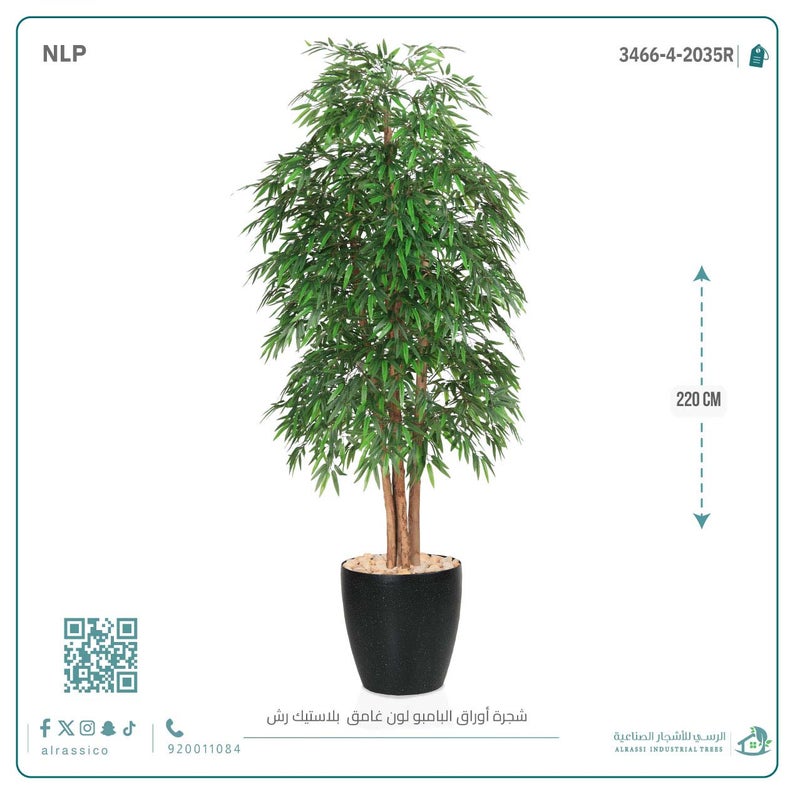 Alrassi Dark Bamboo Tree in Cylindrical Plastic Pot 220 cm - Image 1