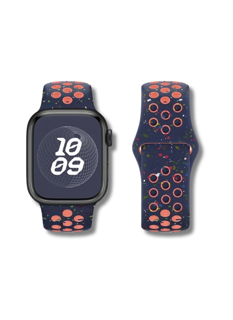 CMP - Silicone Replacement Band for Apple Watch 42-49mm, Compatible with All Series (Series 9/8/7/6/5/4/SE/3/2/1) Orange Apple Watch band, silicone Apple Watch strap, replacement strap 42mm, replacement strap 49mm, water-resistant band, Apple Watch sports band, Apple Watch Series 9/8/7/6/5/4/SE/3/2/1 strap - Image 1