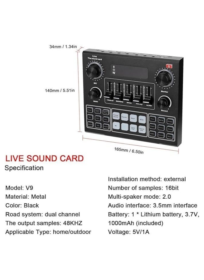 ELTRAZONE Elite V9 Sound Card and BM800 Pro Microphone Bundle – Professional Audio Interface Kit for Live Streaming, Podcasting, Recording, and Advanced Broadcasting Setup  - Image 5
