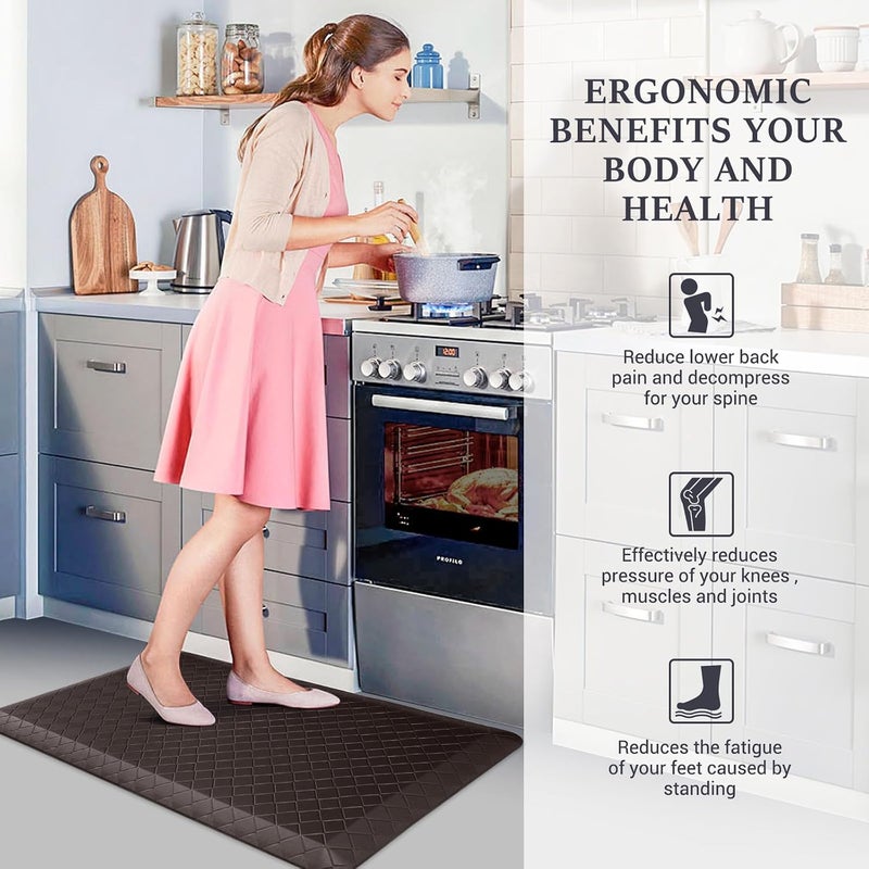 HappyTrends Kitchen Floor Mat - 4/5 Inch Thick Anti-Fatigue Kitchen Rug,Waterproof Non-Slip Kitchen Mats and Rugs Heavy Duty Ergonomic Comfort Rug for Kitchen,Office,Sink,Laundry,(22"x36", Chocolate) - Image 3