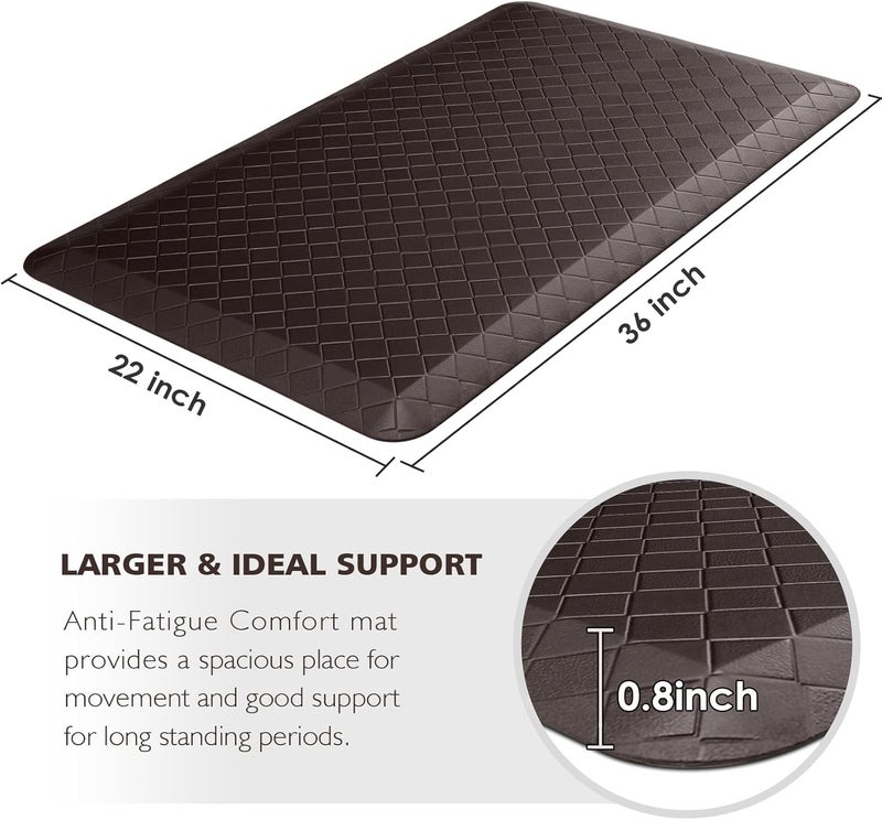 HappyTrends Kitchen Floor Mat - 4/5 Inch Thick Anti-Fatigue Kitchen Rug,Waterproof Non-Slip Kitchen Mats and Rugs Heavy Duty Ergonomic Comfort Rug for Kitchen,Office,Sink,Laundry,(22"x36", Chocolate) - Image 2