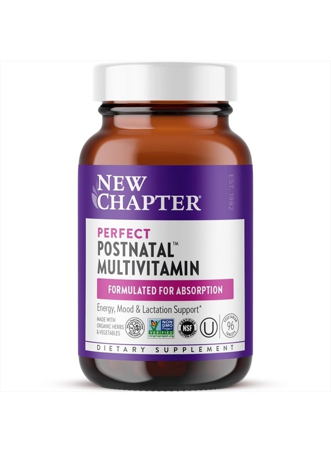 New Chapter , Postnatal Vitamins Lactation Supplement, Complete Multivitamin with Fermented Vitamin D3 + B Vitamins, Made with Organic Vegetables & Herbs, Non-GMO Ingredients, 96 Count - Image 1