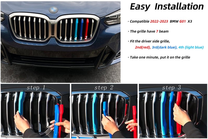 RPERZ Grille color stripes Compatible with bmw accssories 2022-2024 G01 X3 grille insert accessories 7-Beam - Image 3