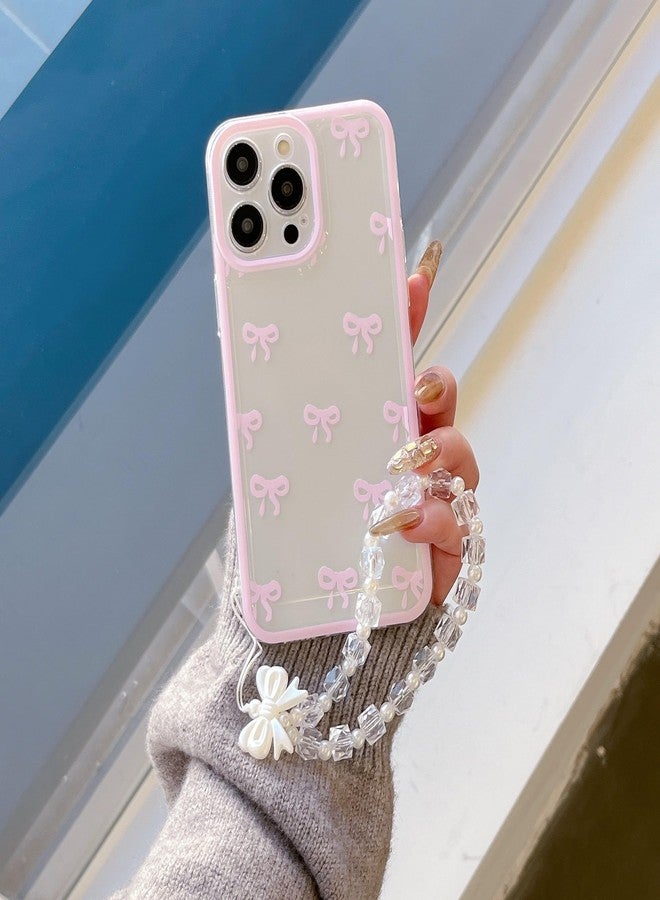 EYZUTAK جراب EYZUTAK لهاتف iPhone 11، جراب شفاف أنيق مزين بفيونكة وشريط، مع سلسلة سوار ساحرة، يوفر حماية بارزة للكاميرا، غطاء واقٍ أنيق وناعم ومتين من مادة TPU للنساء والفتيات - وردي - Image 2