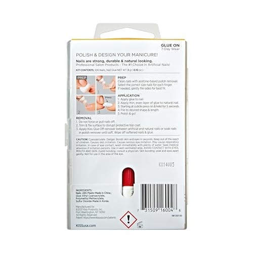 KISS 100 Full-Cover Nails, Press-On Nails, Nail glue included, 'Active Oval' Shape, Clear, Medium Size, Oval Shape, Includes 100 Nails, 3g Maximum Speed Nail Glue - Image 5