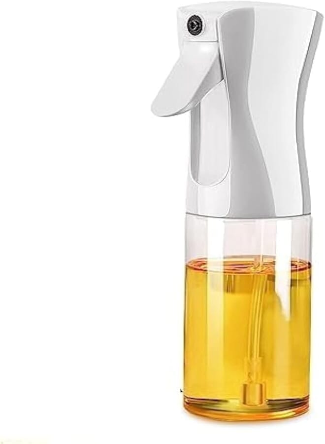 Spaceshoop Generic Olive Oil Sprayer for Cooking, 210ml Glass Oil Spray Mister Dispenser Bottles,kitchen Gadgets Accessories for Air Fryer,Widely used for Salad Making,Baking Frying, BBQ (White)