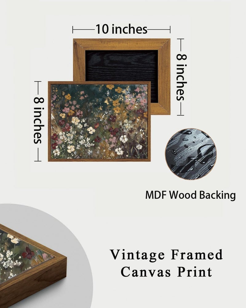 KISSFOX Vintage Framed Wall Art Decor Moody Wildflower Pictures Wall Decor Rustic Floral Canvas Art Prints Natural Modern Farmhouse Paintings Artwork For Bedroom Living Room - Image 5
