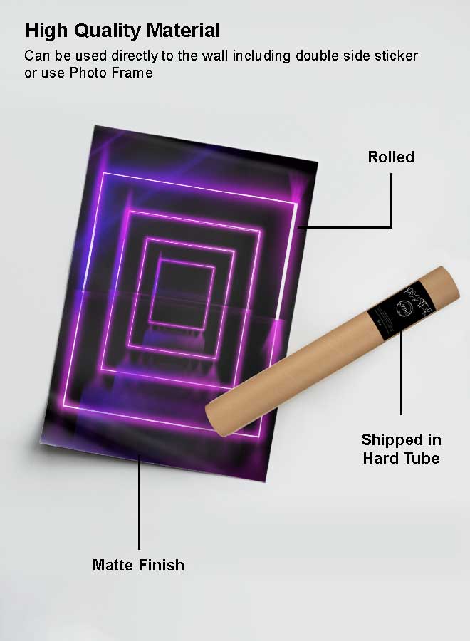 LOWHA Poster Painting Art With Four Separate Pieces Of Double-Sided Stickers Square Neon Lights For Home Bedroom Living Room And Office Decor  - Image 2