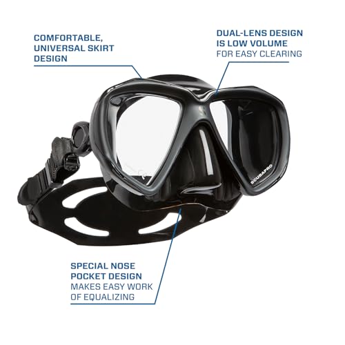 SCUBAPRO Spectra Scuba Mask with Ultra Clear Dual Lens and EZ Equalize Nose Pocket for Diving Black - Image 3