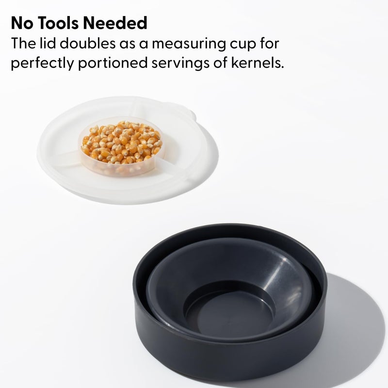 WP Microwave Silicone Popper Maker | Black | Collapsible Bowl w/Built in Measuring, BPA, Eco-Friendly, Waste Free, 9.3 Cups of Popped Popcorn - Image 3