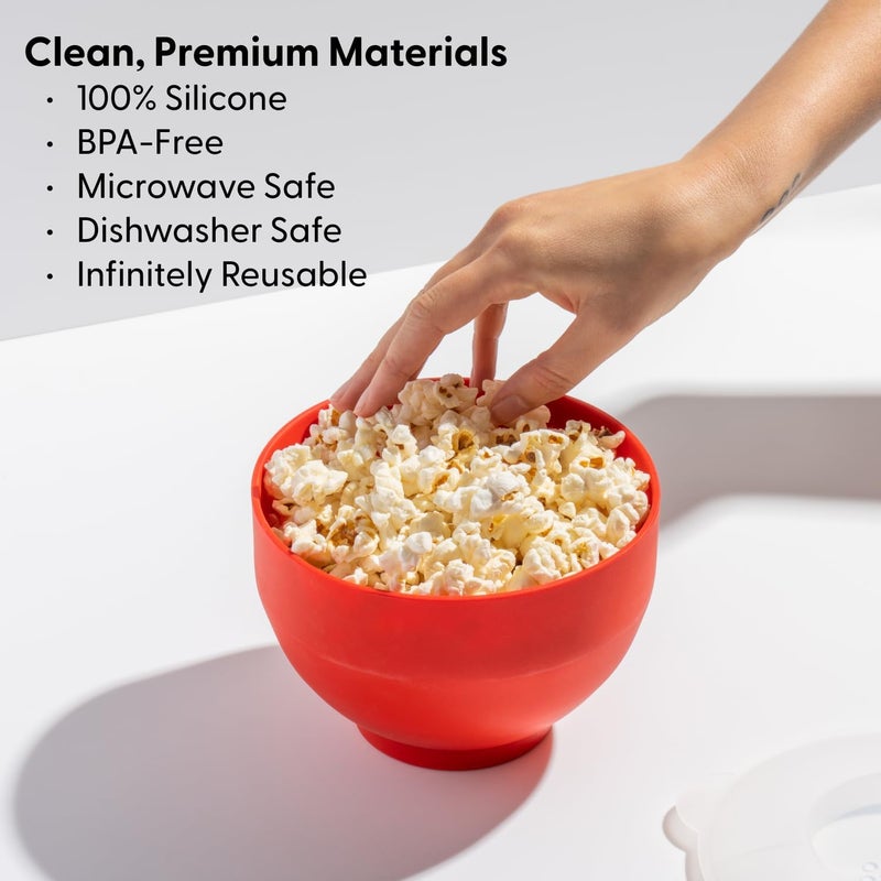 WP Microwave Silicone Popper Maker | Black | Collapsible Bowl w/Built in Measuring, BPA, Eco-Friendly, Waste Free, 9.3 Cups of Popped Popcorn - Image 4
